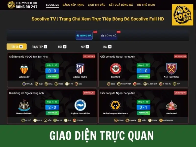 Giao diện siêu trực quan của Socolive